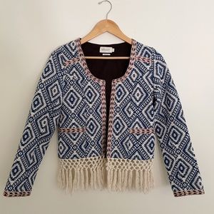 Tularosa Sante Fe Aztec printed fringe jacket